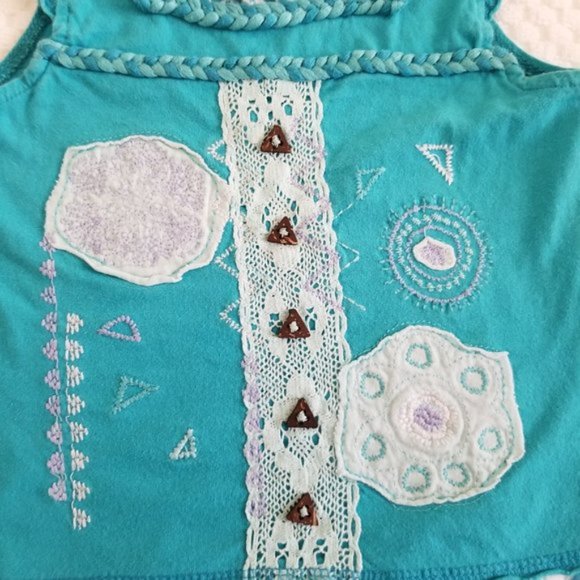 Naartjie Embroidered Dress Ruffled Edges Sleeveless Turquoise18-24 month - Picture 3 of 8